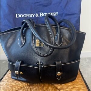 Dooney & Bourke Black Leather Tote. Classic gold hardware